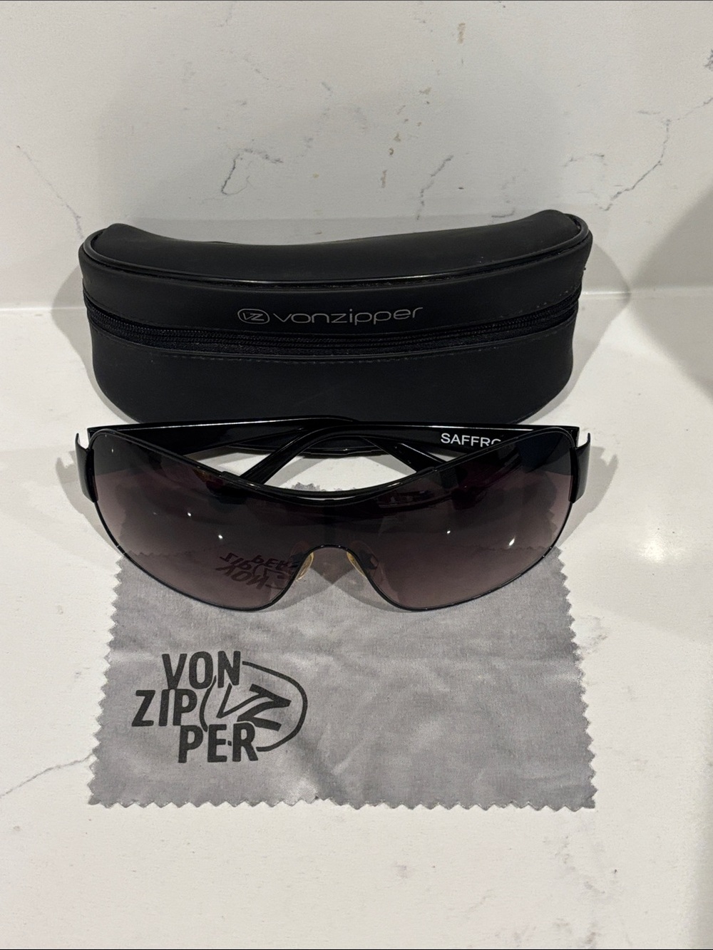 VonZipper Saffron Men's Wraparound Sunglasses - Black Lenses
